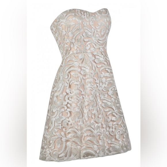 ✨💥⚡️ A Drea Champagne Shimmer Ivory and Beige Sequin Homecoming NWOT - Picture 3 of 13